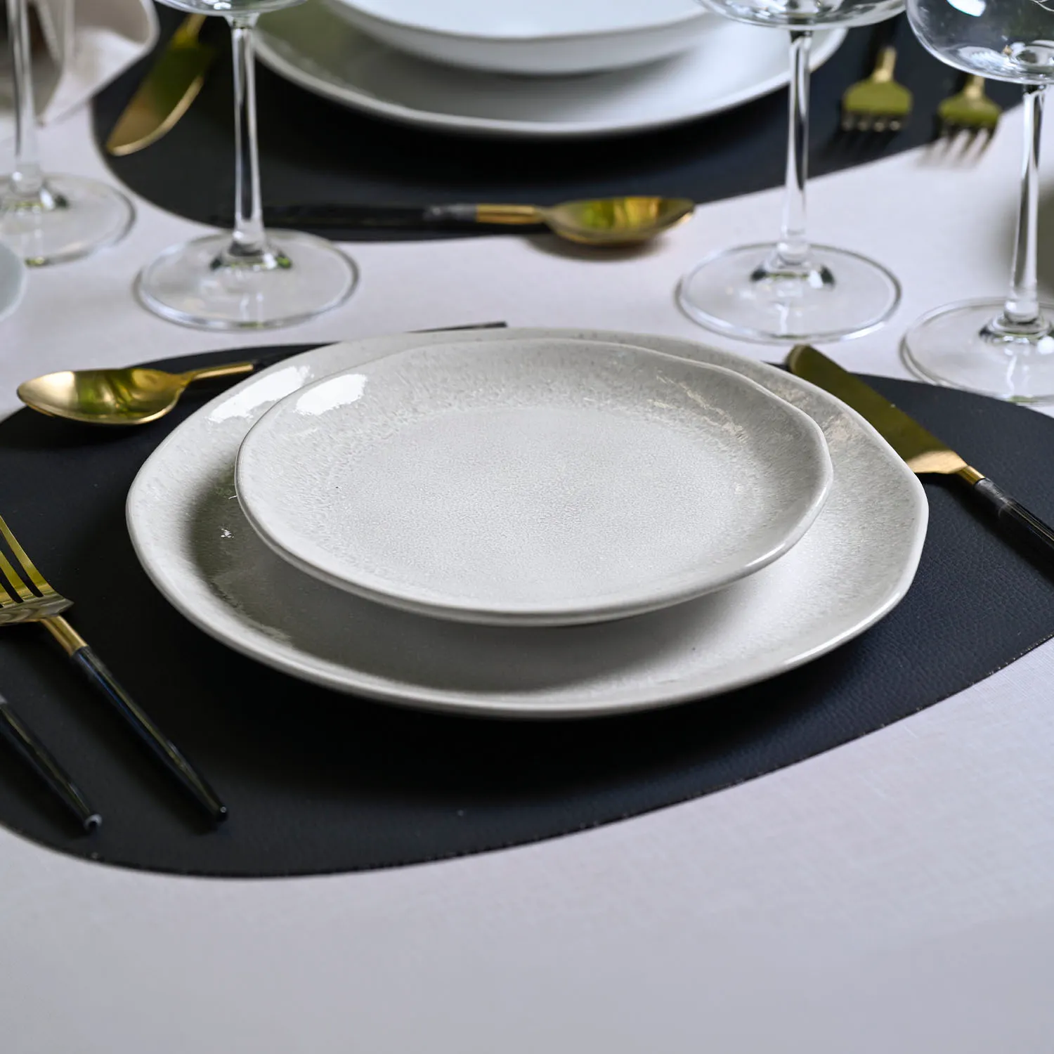 Conjunto com 6 Pratos de Sobremesa Orgânico Lua Ø19,5cm