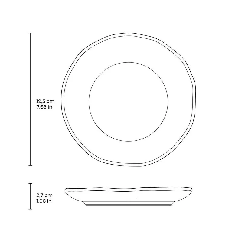 Conjunto com 6 Pratos de Sobremesa Orgânico Stellar Ø19,5cm