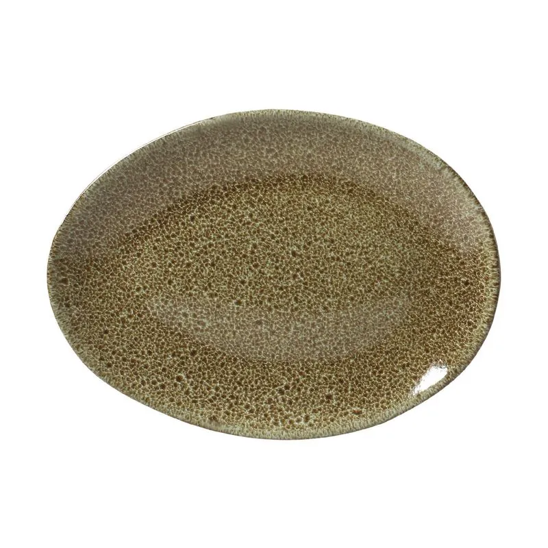 Conjunto com 6 Pratos de Sobremesa Oval Orgânico Croco 22,5x16,5x2,5cm