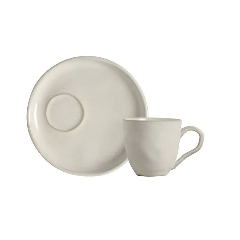 Conjunto com 6 Xícaras De Café Orgânico 70ml com 6 Pires Descentralizado Glam