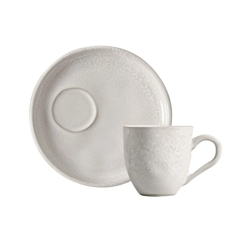 Conjunto com 6 Xícaras De Café Orgânico 70ml com 6 Pires Descentralizado Moon