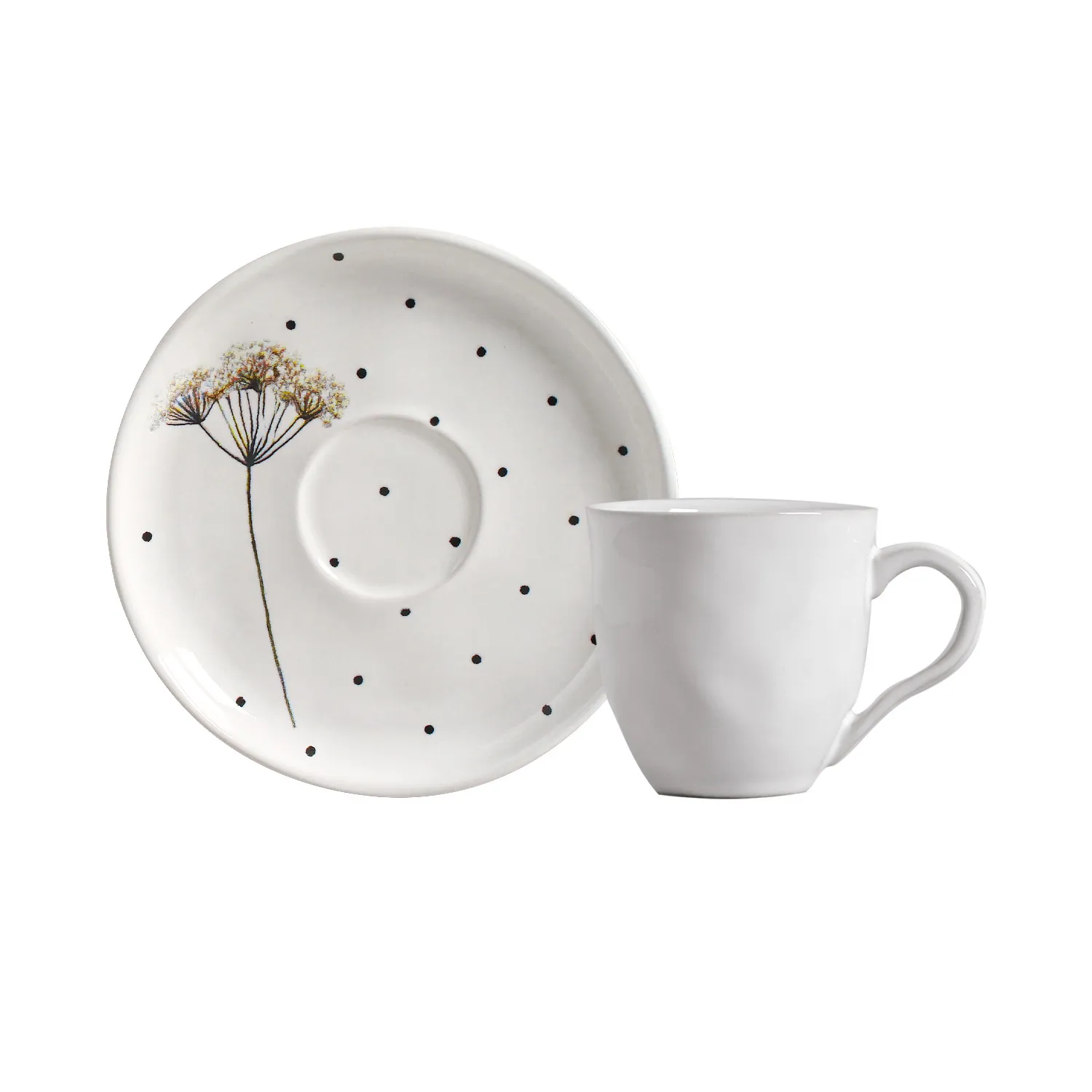 Conjunto com 6 Xícaras De Café com 6 Pires Bio Floralis 120ml