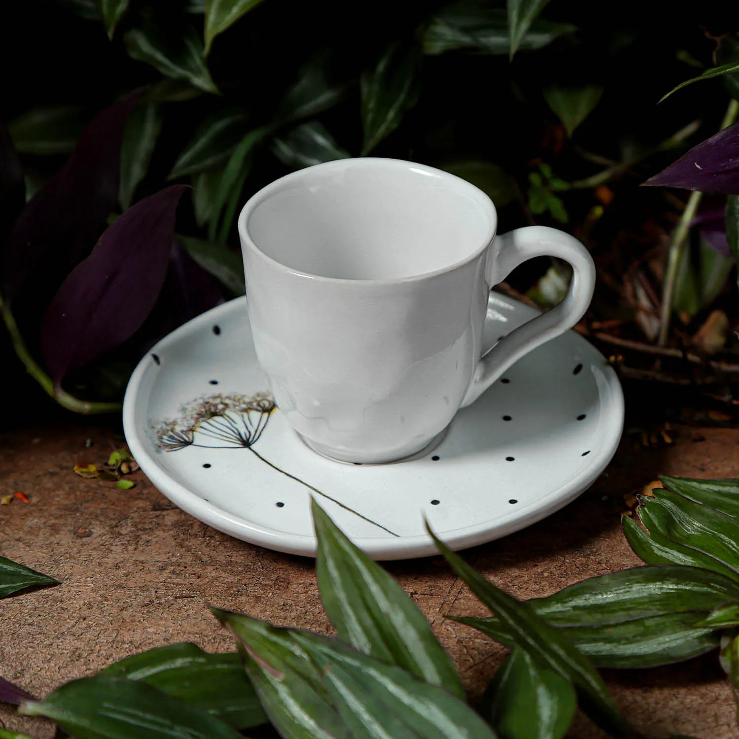 Conjunto com 6 Xícaras De Café com 6 Pires Bio Floralis 120ml