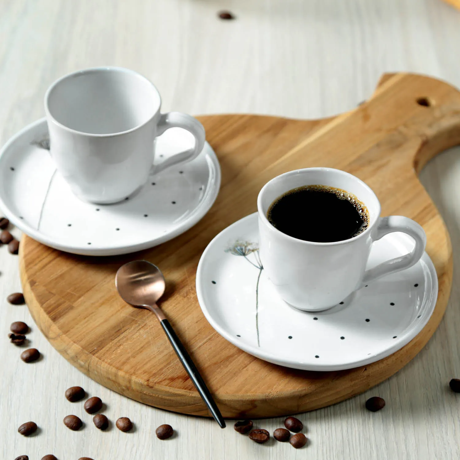 Conjunto com 6 Xícaras De Café com 6 Pires Bio Floralis 120ml