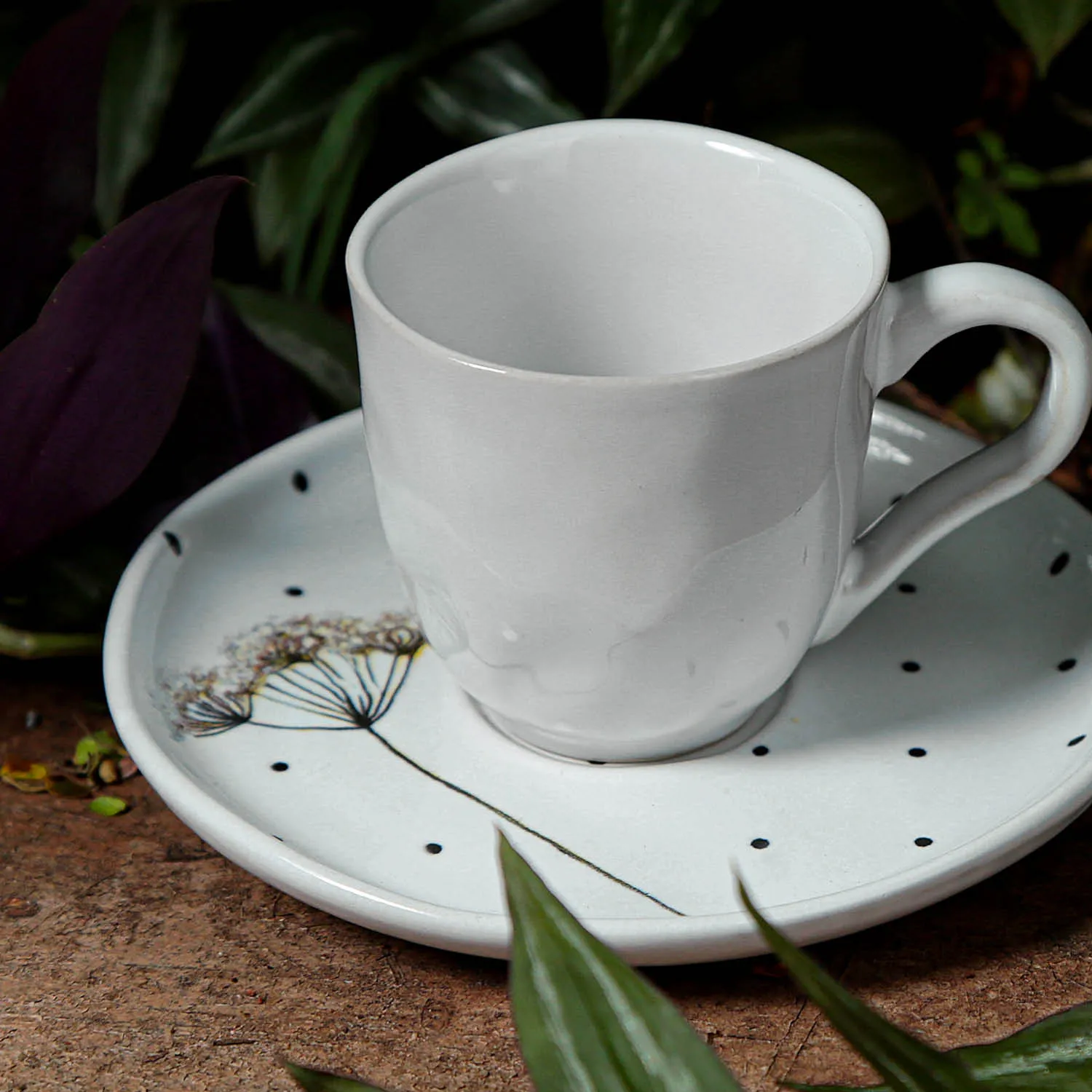 Conjunto com 6 Xícaras De Café com 6 Pires Bio Floralis 120ml