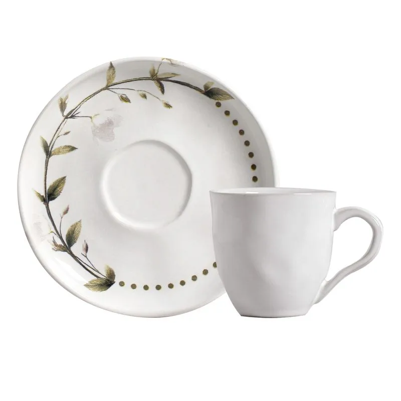 Conjunto com 6 Xícaras De Chá Orgânico 170ml com 6 Pires Bio Magnólias