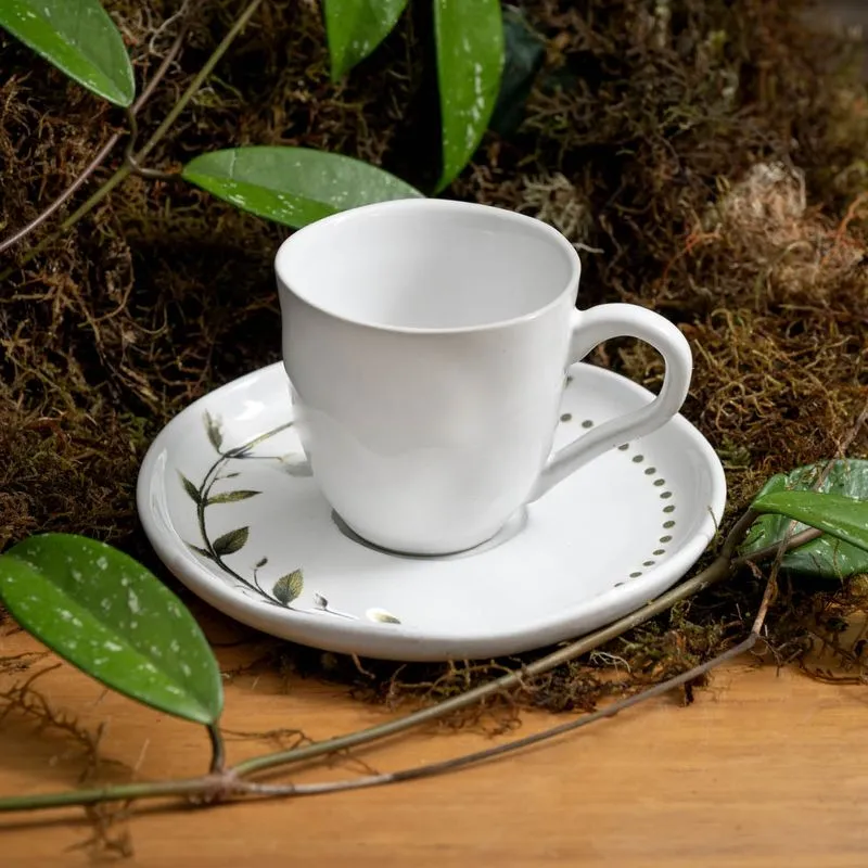 Conjunto com 6 Xícaras De Chá Orgânico 170ml com 6 Pires Bio Magnólias