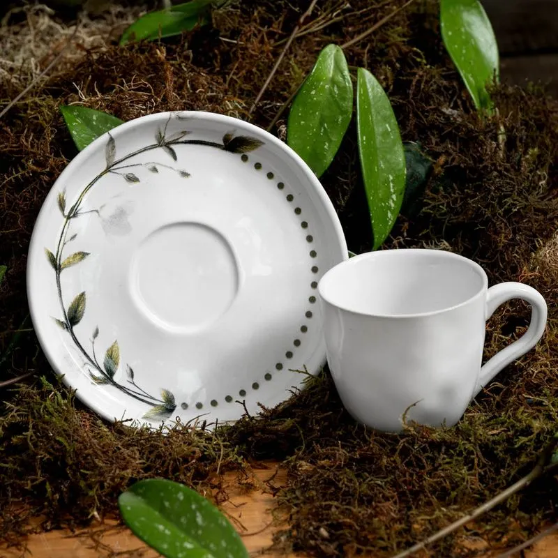 Conjunto com 6 Xícaras De Chá Orgânico 170ml com 6 Pires Bio Magnólias