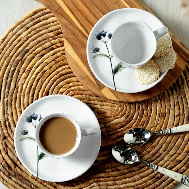 Conjunto com 6 Xícaras De Chá Orgânico 170ml com 6 Pires Bio Passerina