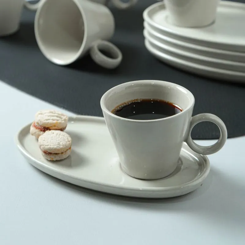 Conjunto com 6 Xícaras de Café Neo com Pires Oval Clay 110ml