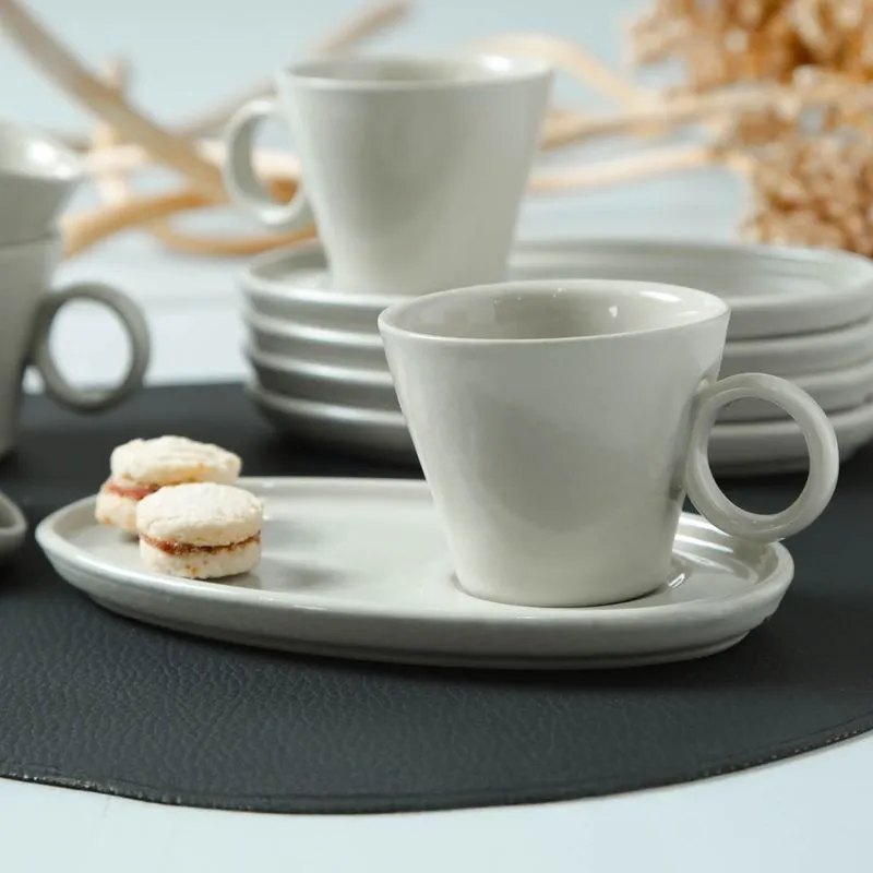 Conjunto com 6 Xícaras de Café Neo com Pires Oval Clay 110ml