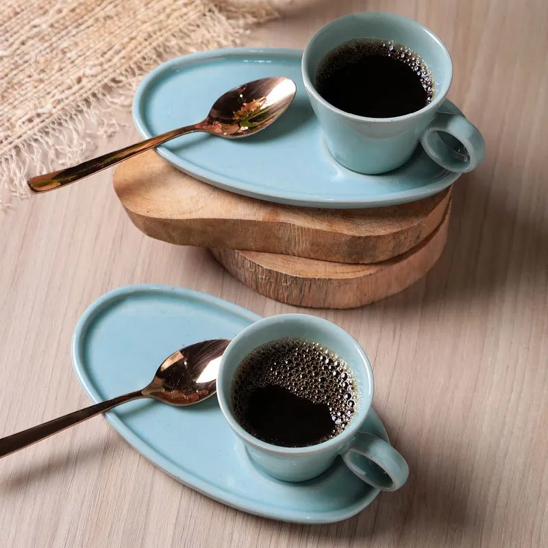 Conjunto com 6 Xícaras de Café Neo com Pires Oval Curaçao 110ml