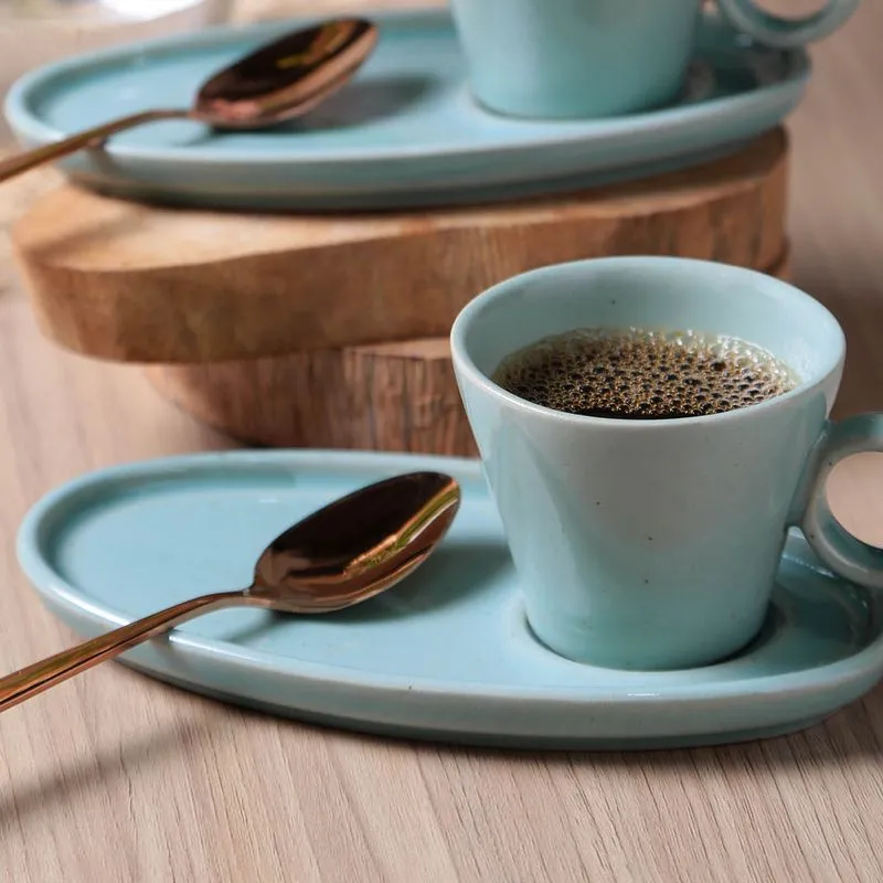 Conjunto com 6 Xícaras de Café Neo com Pires Oval Curaçao 110ml