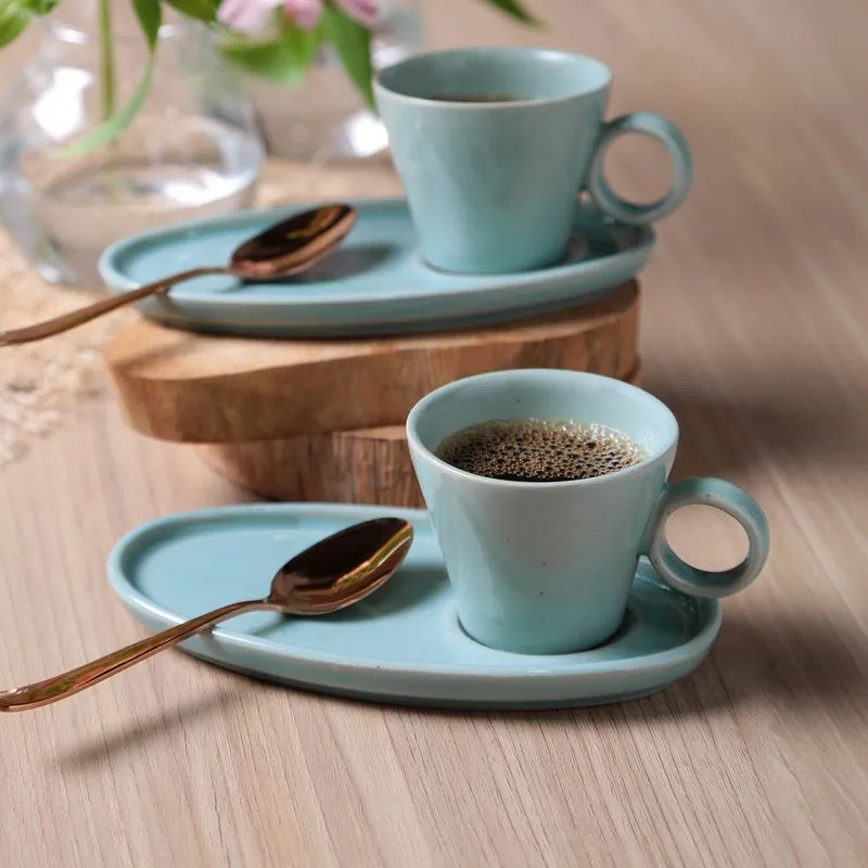 Conjunto com 6 Xícaras de Café Neo com Pires Oval Curaçao 110ml