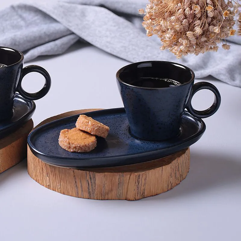 Conjunto com 6 Xícaras de Café Neo com Pires Oval Night Blue 110ml