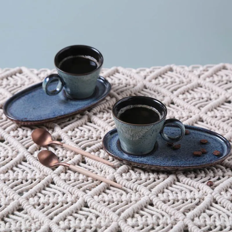 Conjunto com 6 Xícaras de Café Neo com Pires Oval Titanium 110ml