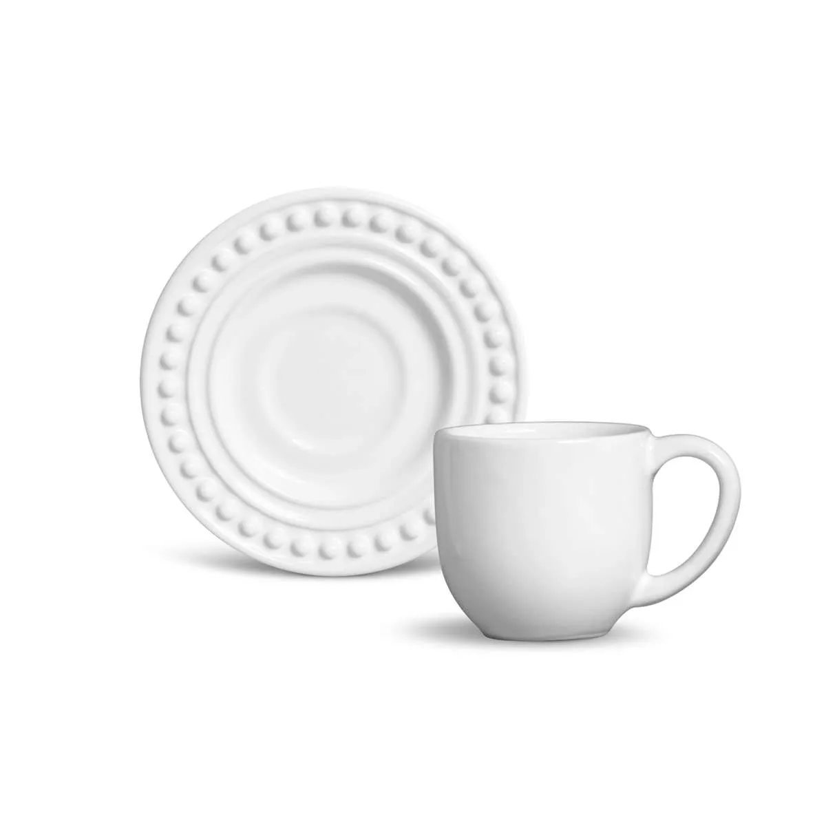 Conjunto com 6 Xícaras de Café com Pires Atenas Branco 72ml