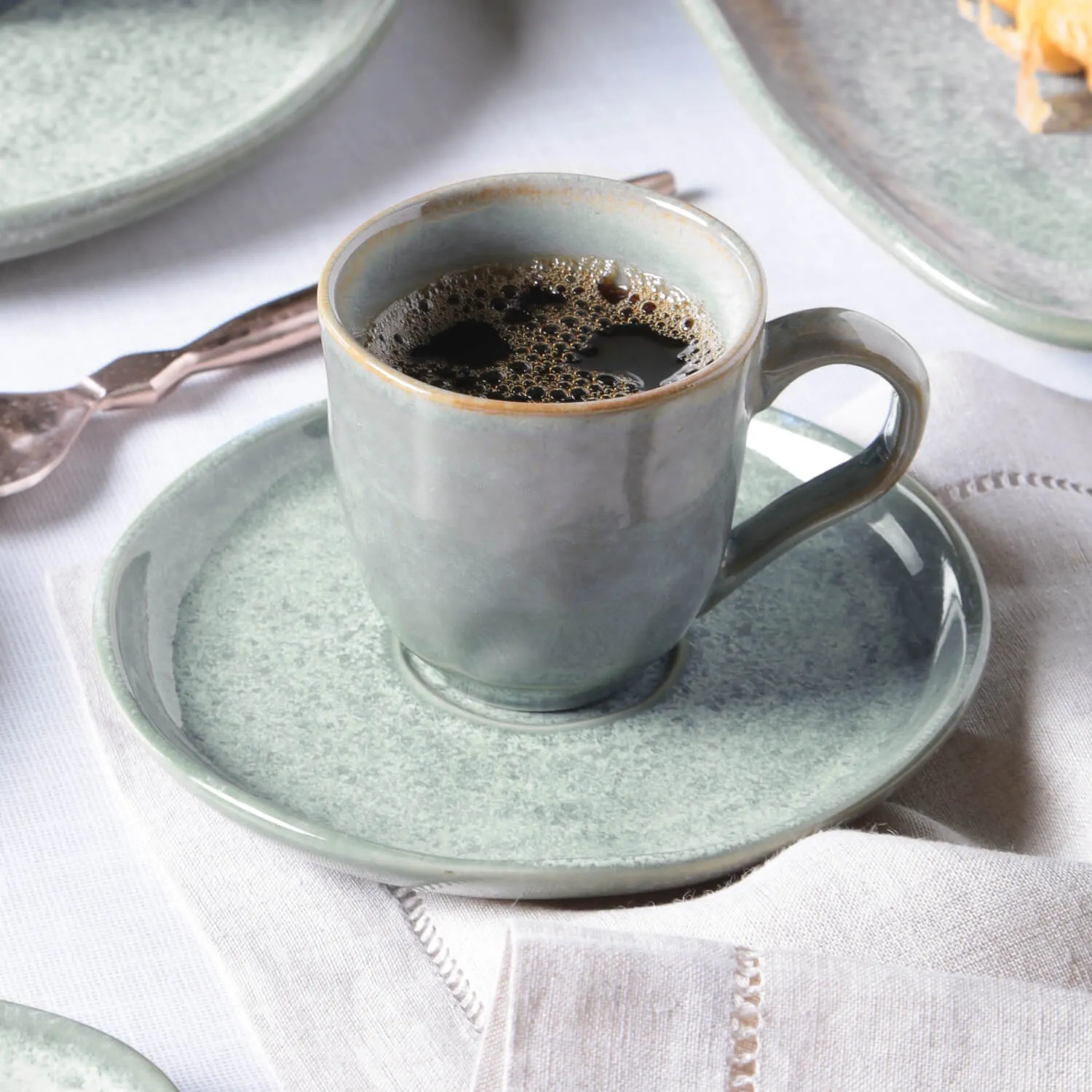 Conjunto com 6 Xícaras de Café com Pires Bio Green Granite 120ml