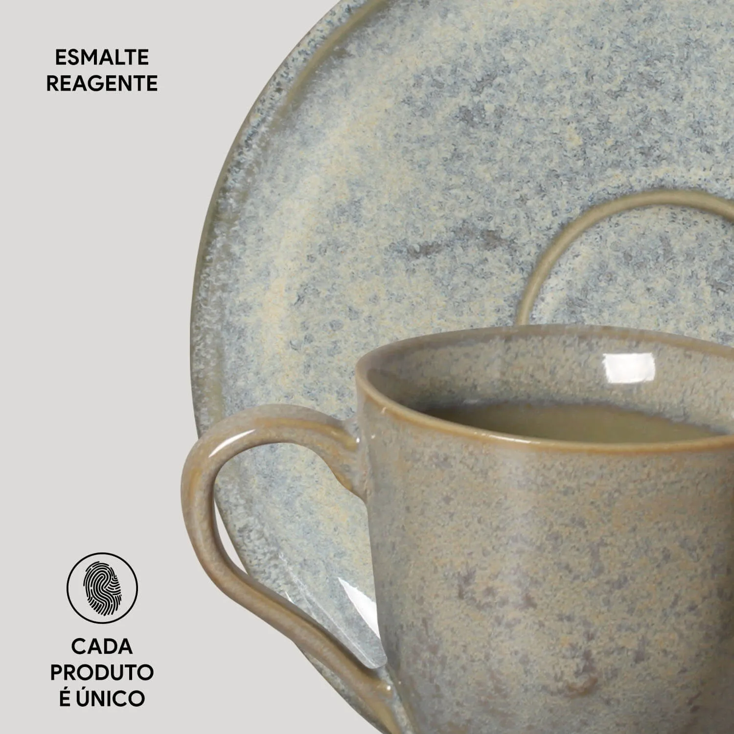 Conjunto com 6 Xícaras de Café com Pires Bio Green Granite 120ml