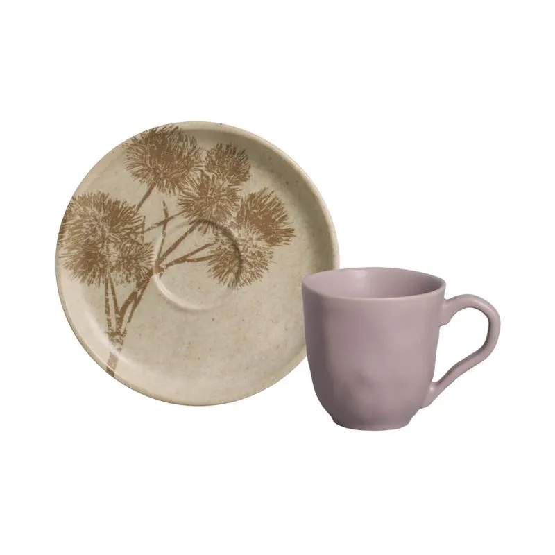 Conjunto com 6 Xícaras de Café com Pires Bio Stoneware Cyperus 120ml