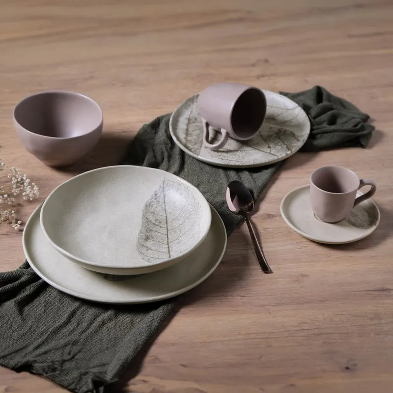 Conjunto com 6 Xícaras de Café com Pires Bio Stoneware Outono 120ml