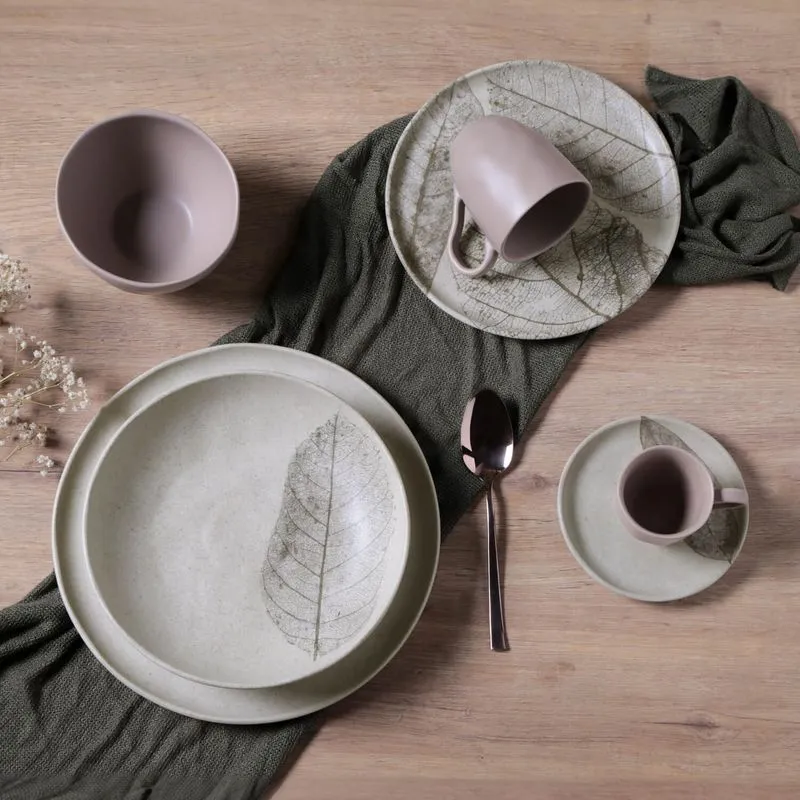 Conjunto com 6 Xícaras de Café com Pires Bio Stoneware Outono 120ml