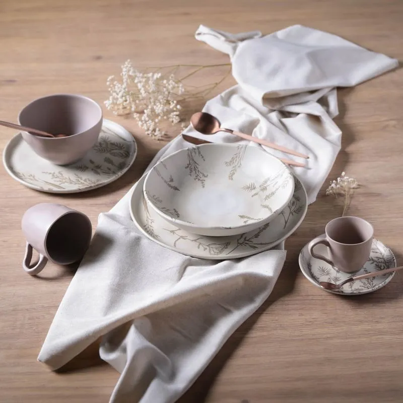 Conjunto com 6 Xícaras de Café com Pires Bio Stoneware Solo 120ml