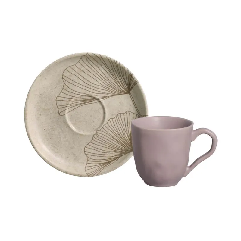 Conjunto com 6 Xícaras de Café com Pires Bio Stoneware Vida 120ml
