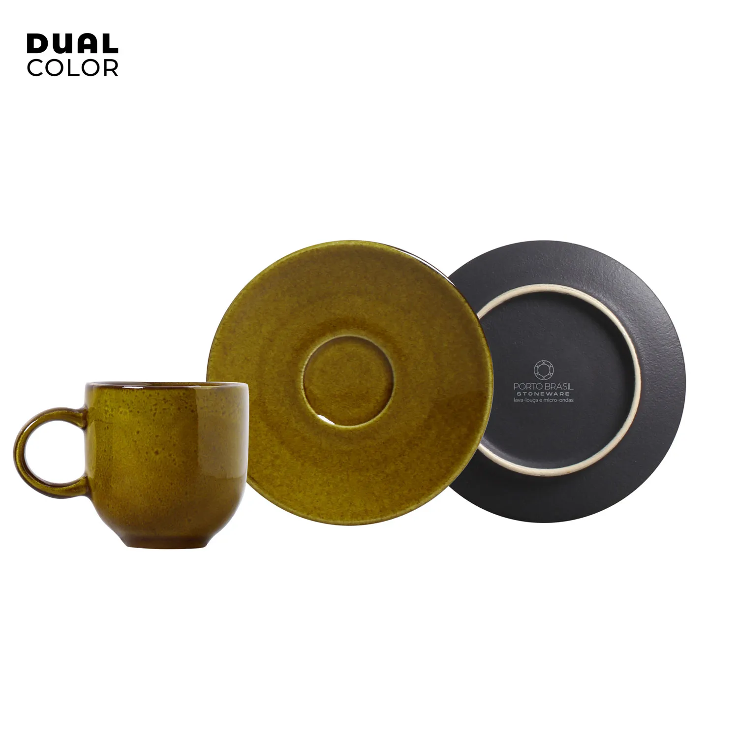 Conjunto com 6 Xícaras de Café com Pires Coup Stoneware Âmbar 97ml