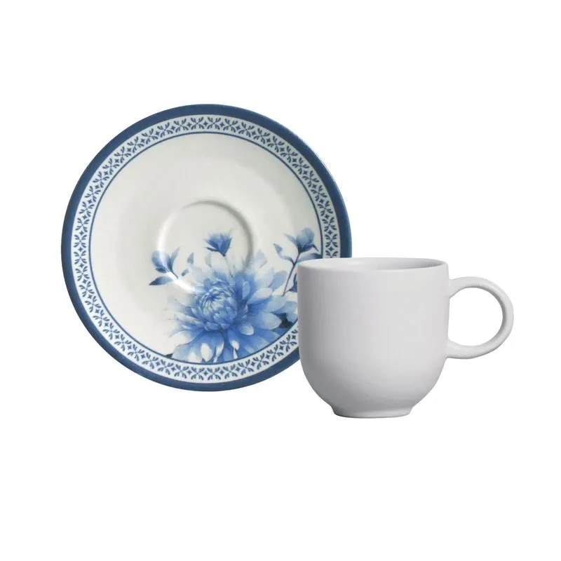 Conjunto com 6 Xícaras de Café com Pires Coup Stoneware Blume 97ml