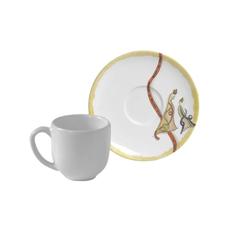 Conjunto com 6 Xícaras de Café com Pires Coup Stoneware Círio de Memórias 97ml