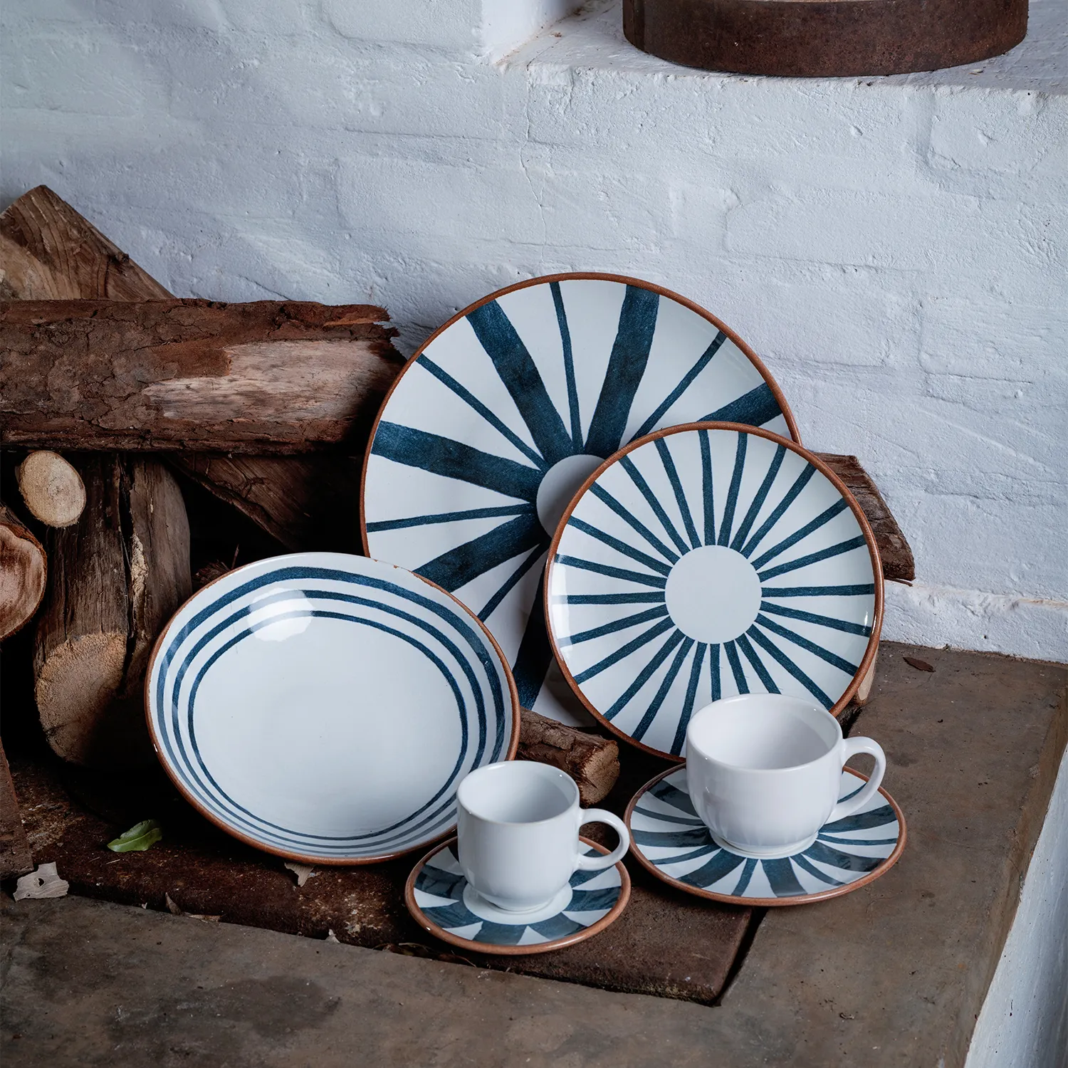 Conjunto com 6 Xícaras de Café com Pires Coup Stoneware Trópico 97ml