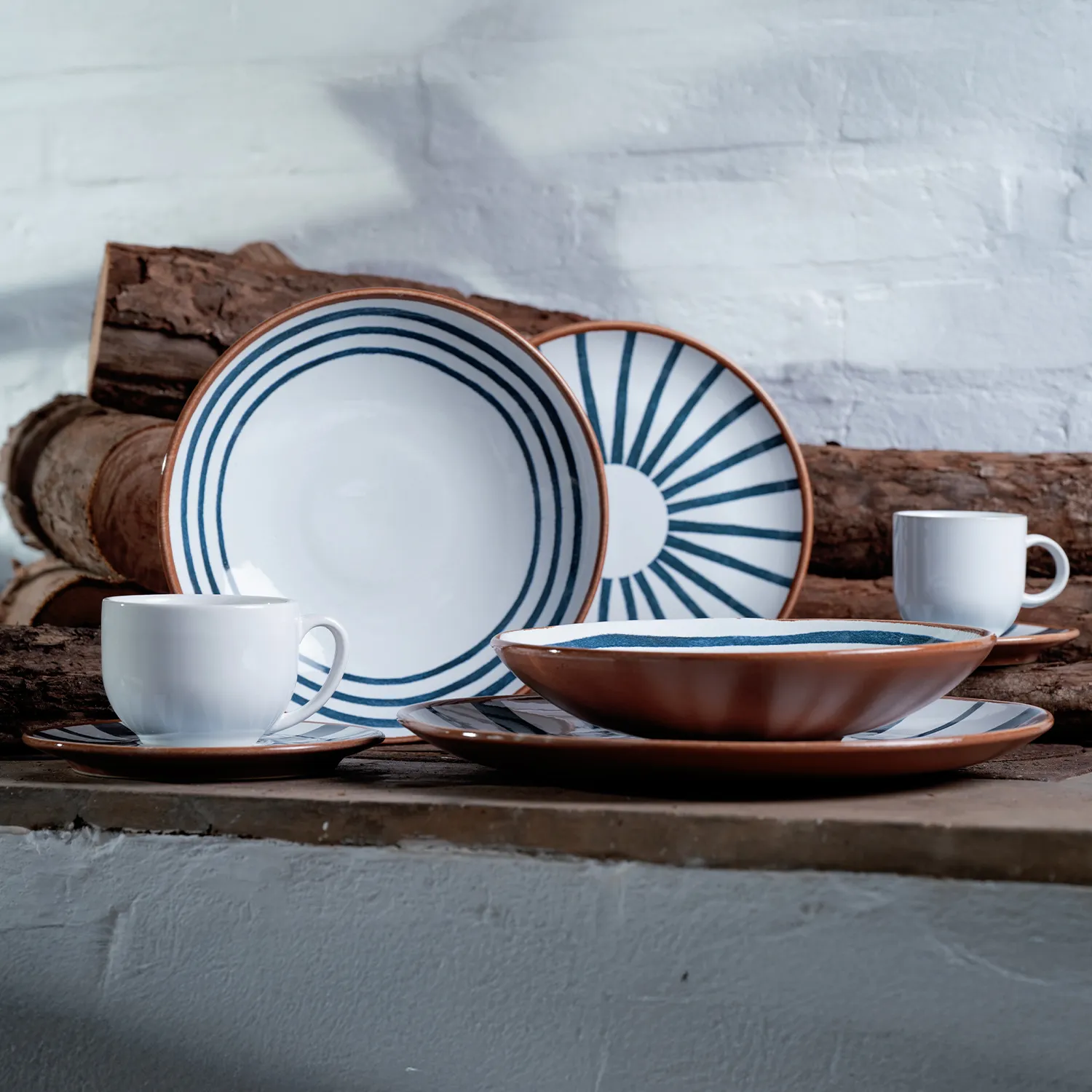 Conjunto com 6 Xícaras de Café com Pires Coup Stoneware Trópico 97ml