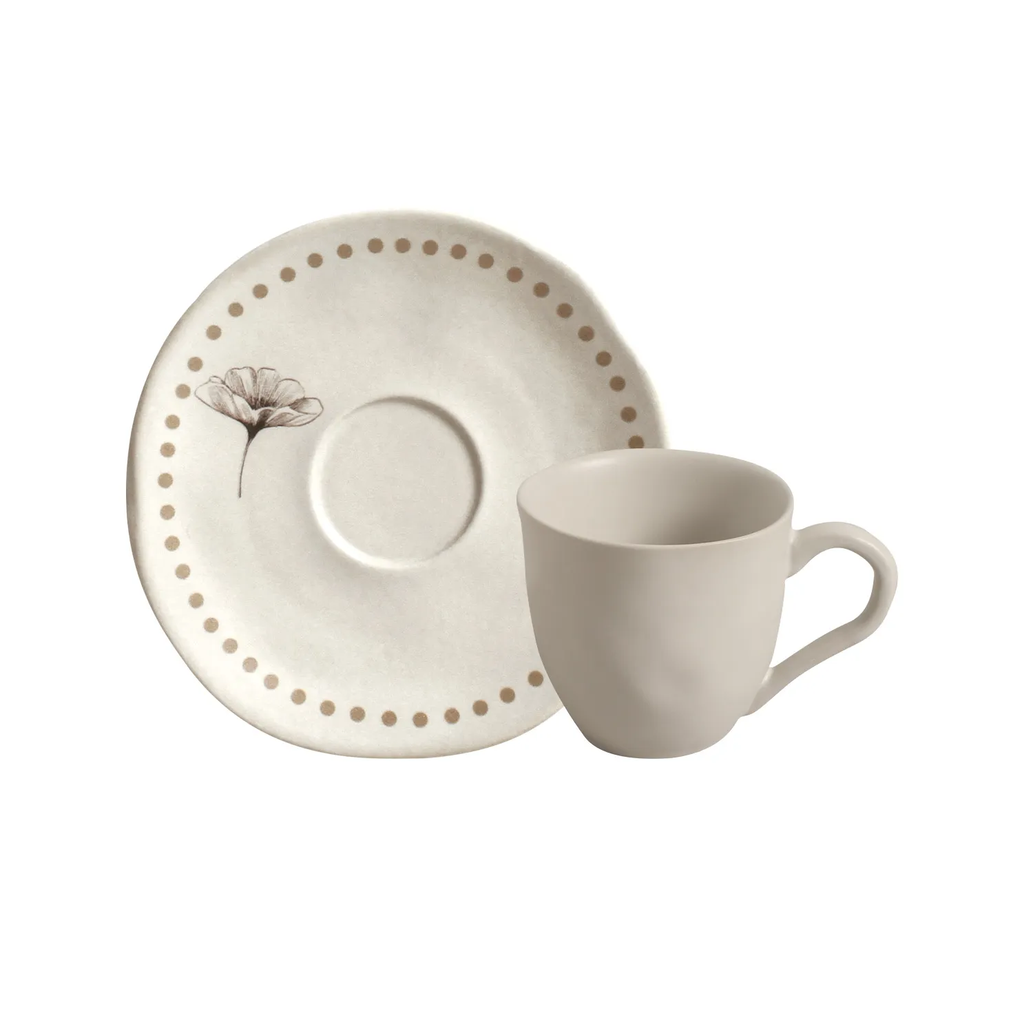 Conjunto com 6 Xícaras de Café com Pires Orgânico Amana 120ml