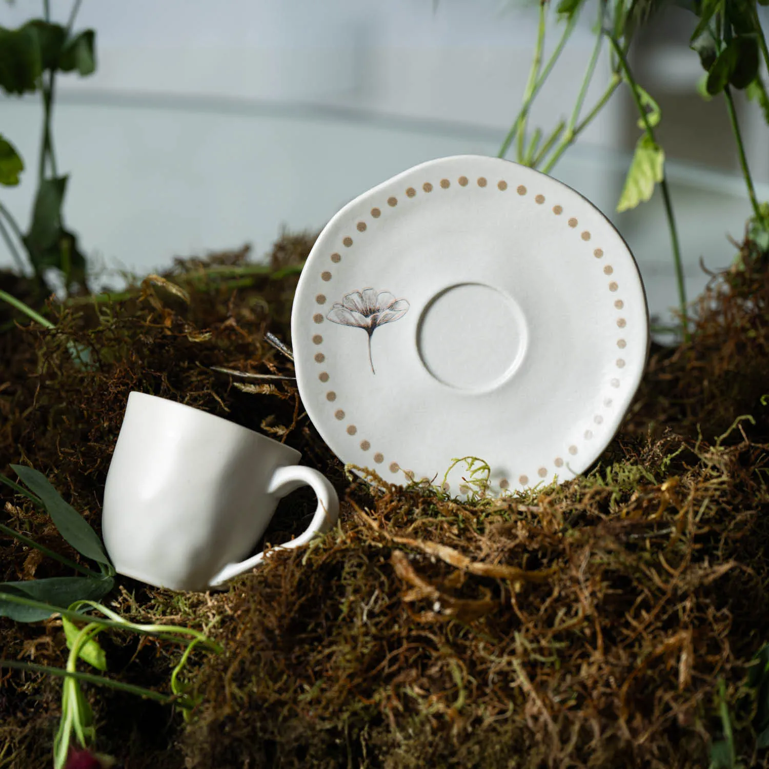 Conjunto com 6 Xícaras de Café com Pires Orgânico Amana 120ml