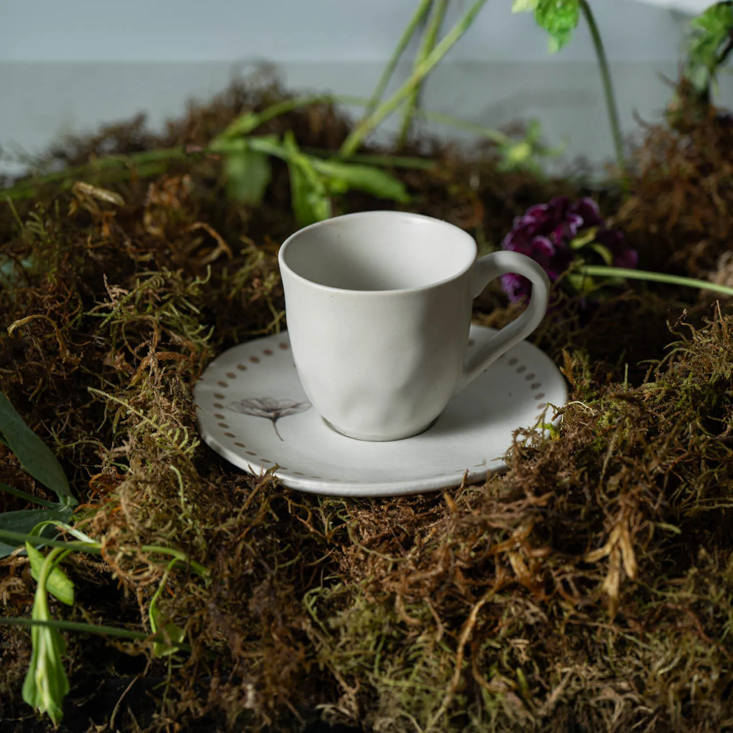 Conjunto com 6 Xícaras de Café com Pires Orgânico Amana 120ml
