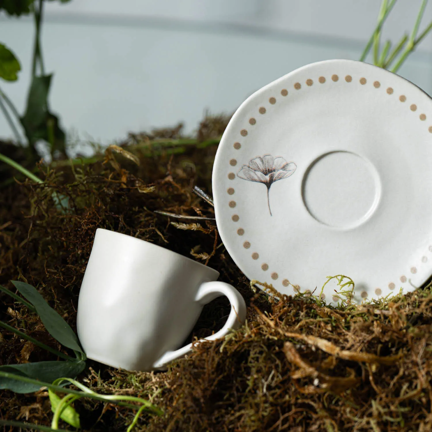 Conjunto com 6 Xícaras de Café com Pires Orgânico Amana 120ml