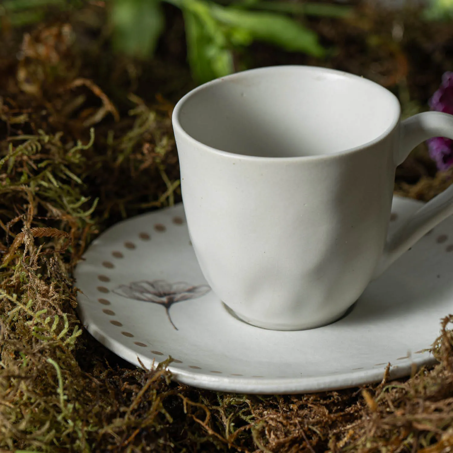 Conjunto com 6 Xícaras de Café com Pires Orgânico Amana 120ml