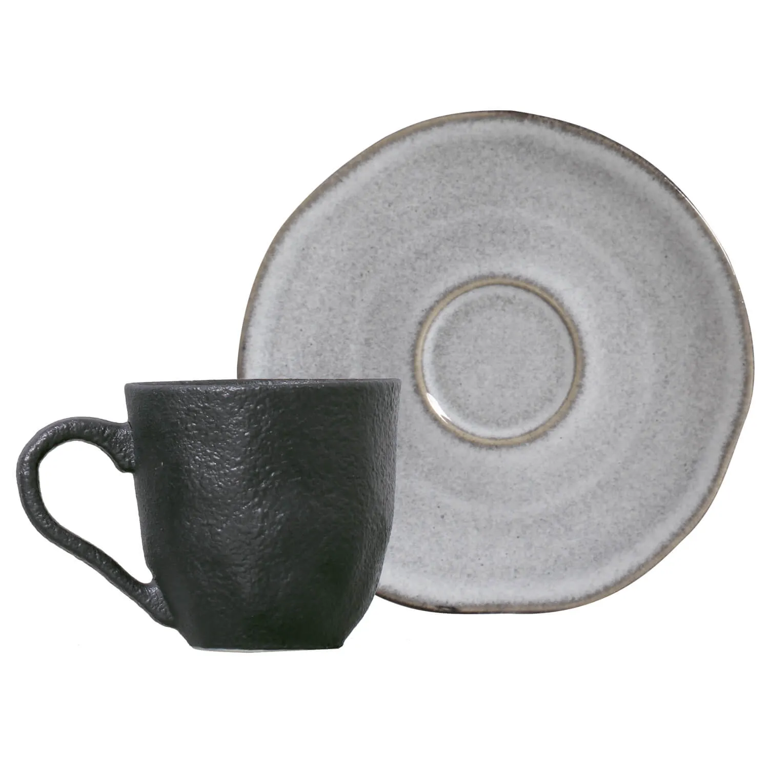 Conjunto com 6 Xícaras de Café com Pires Orgânico Concreto 120ml