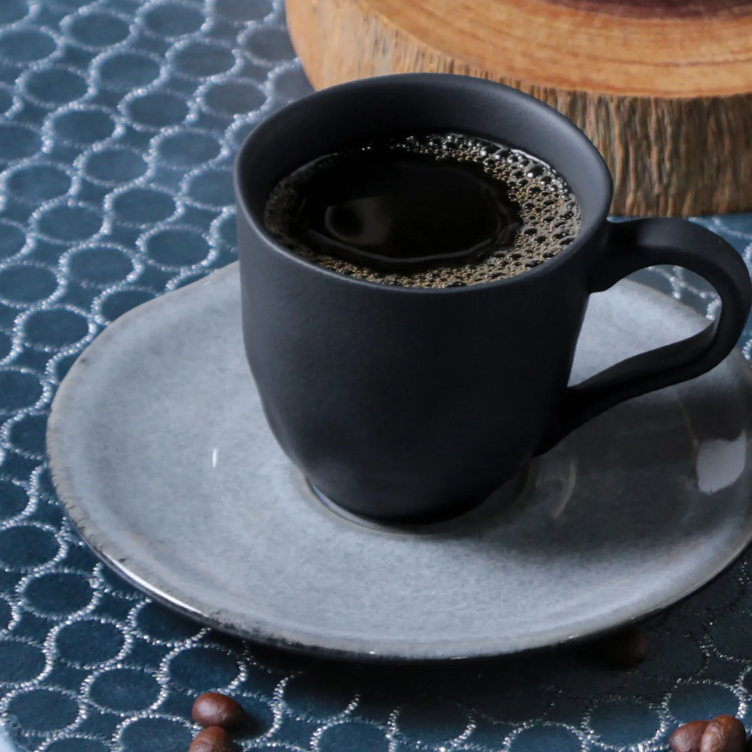 Conjunto com 6 Xícaras de Café com Pires Orgânico Concreto 120ml