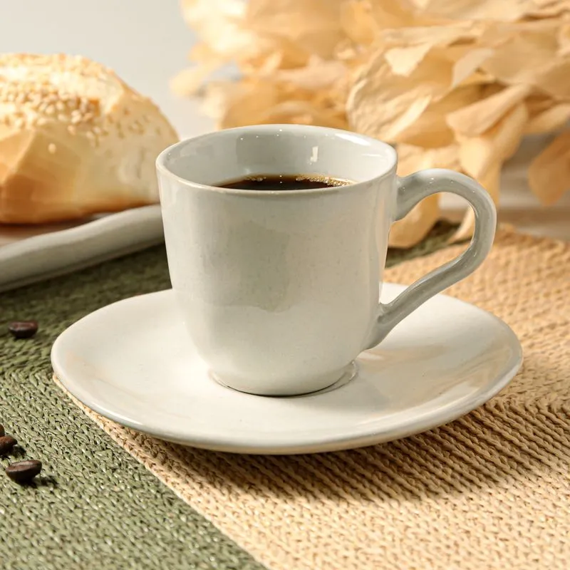 Conjunto com 6 Xícaras de Café com Pires Orgânico Glam 120ml