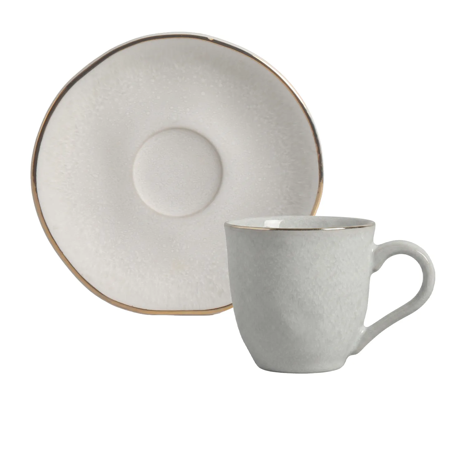 Conjunto com 6 Xícaras de Café com Pires Orgânico Lua Gold 120ml