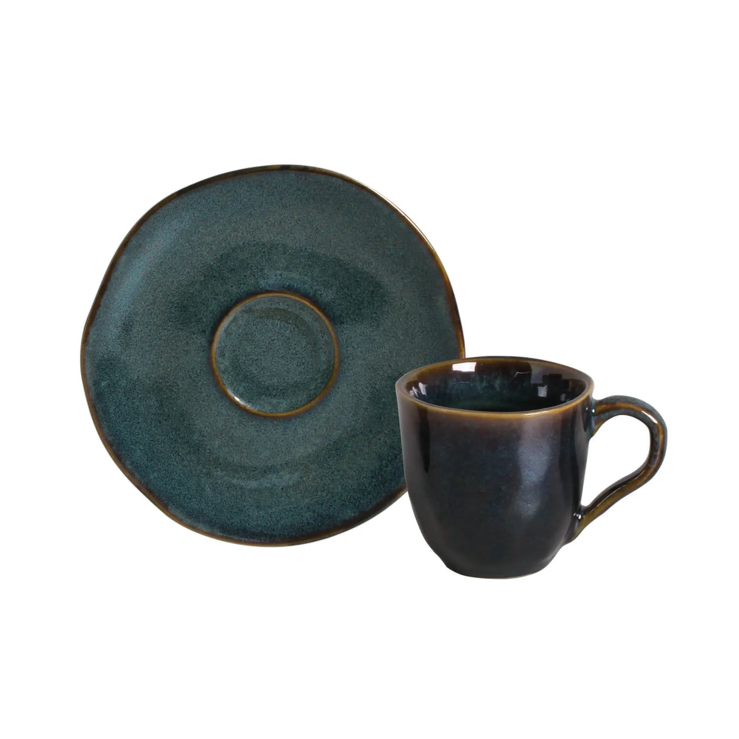 Conjunto com 6 Xícaras de Café com Pires Orgânico Oceano 120ml