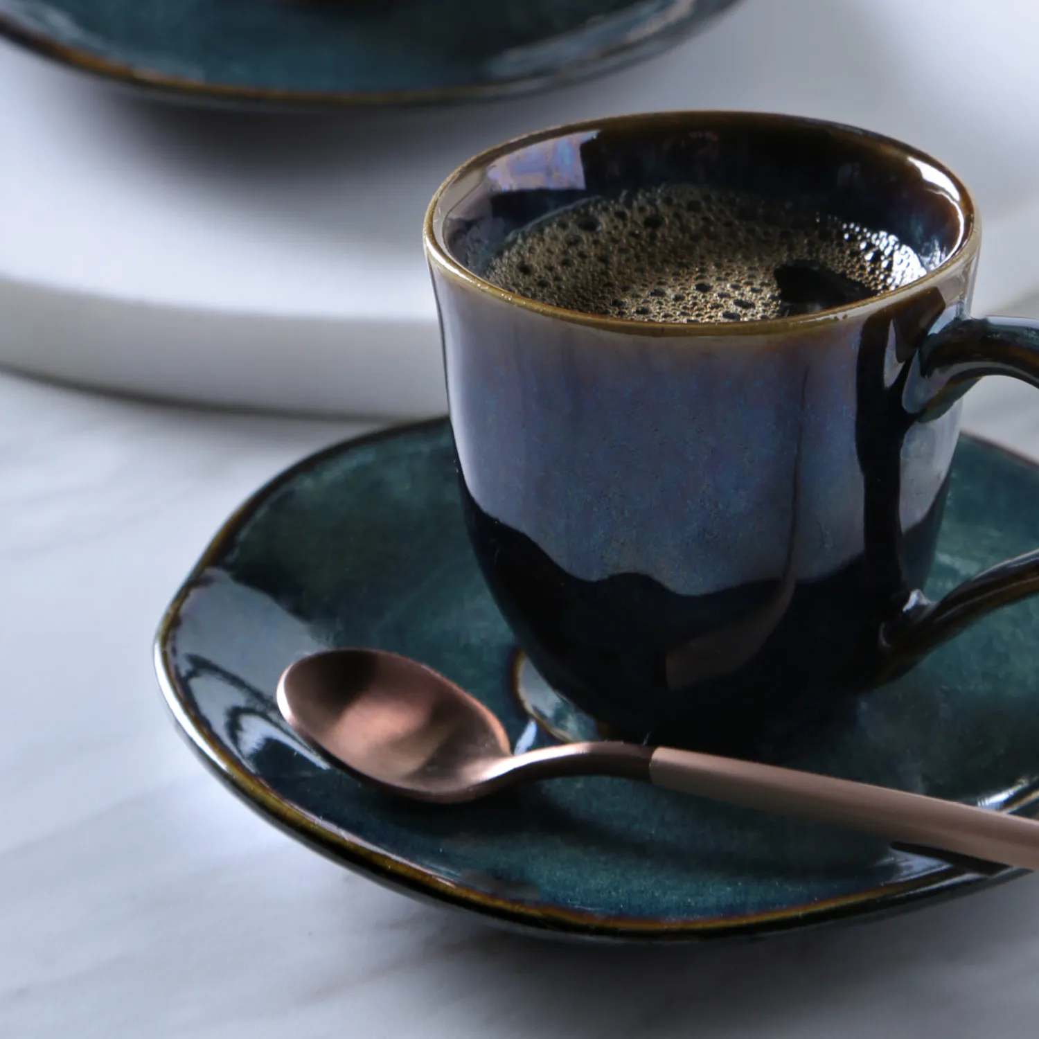 Conjunto com 6 Xícaras de Café com Pires Orgânico Oceano 120ml