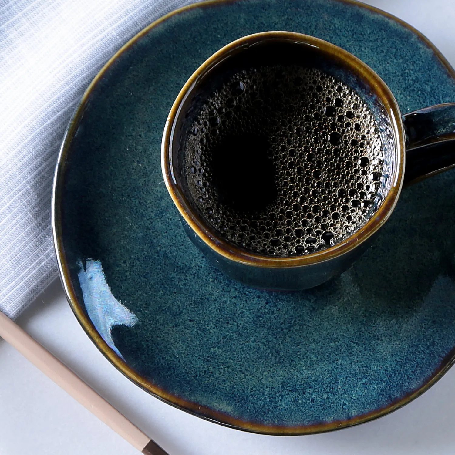 Conjunto com 6 Xícaras de Café com Pires Orgânico Oceano 120ml
