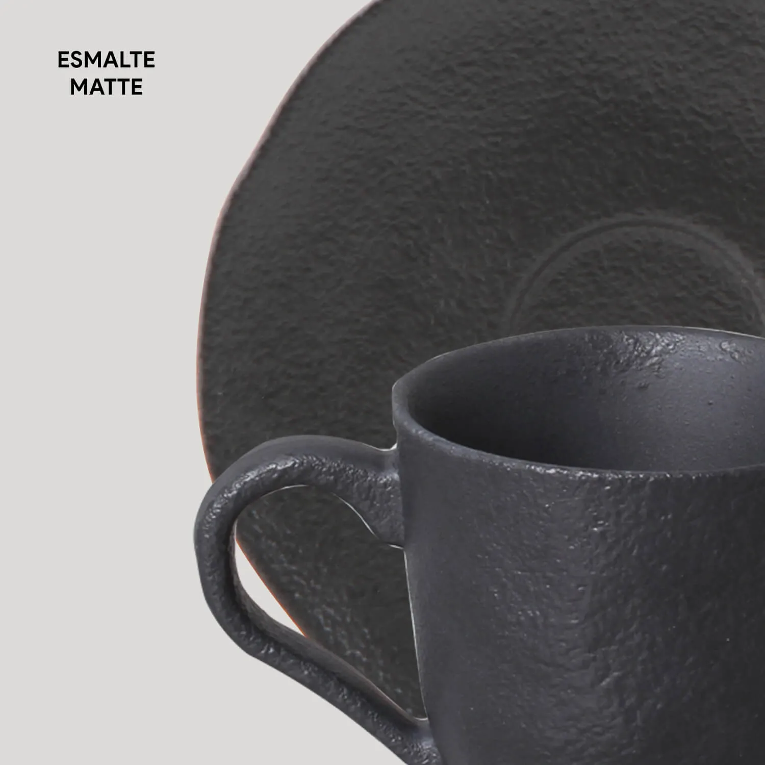 Conjunto com 6 Xícaras de Café com Pires Orgânico Preto Matte 120ml