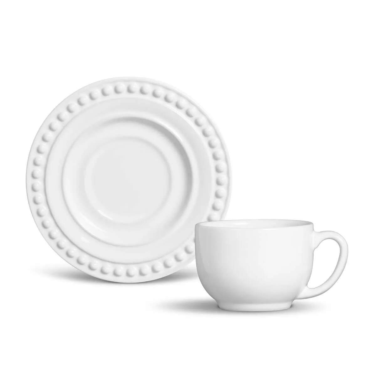 Conjunto com 6 Xícaras de Chá com 6 Pires Atenas Branco 161ml