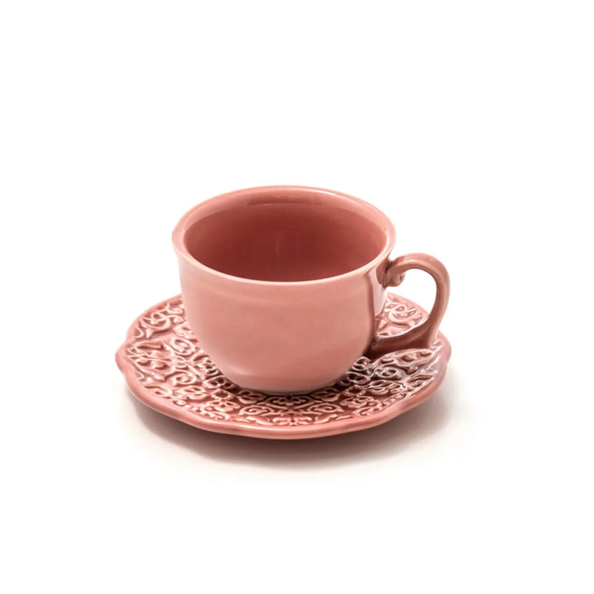 Conjunto com 6 Xícaras de Chá com 6 Pires Marrakech Especiarias Pimenta-Rosa 260ml - por Rita Lobo