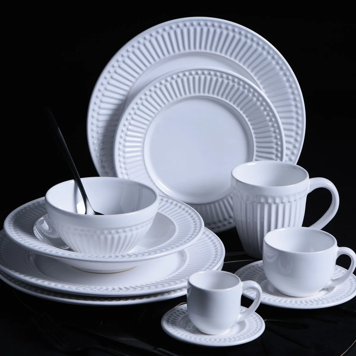 Conjunto com 6 Xícaras de Chá com 6 Pires Roma Branco 161ml