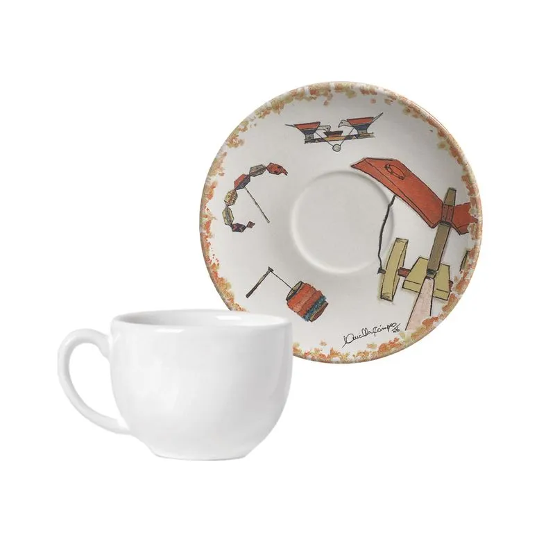 Conjunto com 6 Xícaras de Chá com Pires Coup Stoneware Procissão de Fé 220ml
